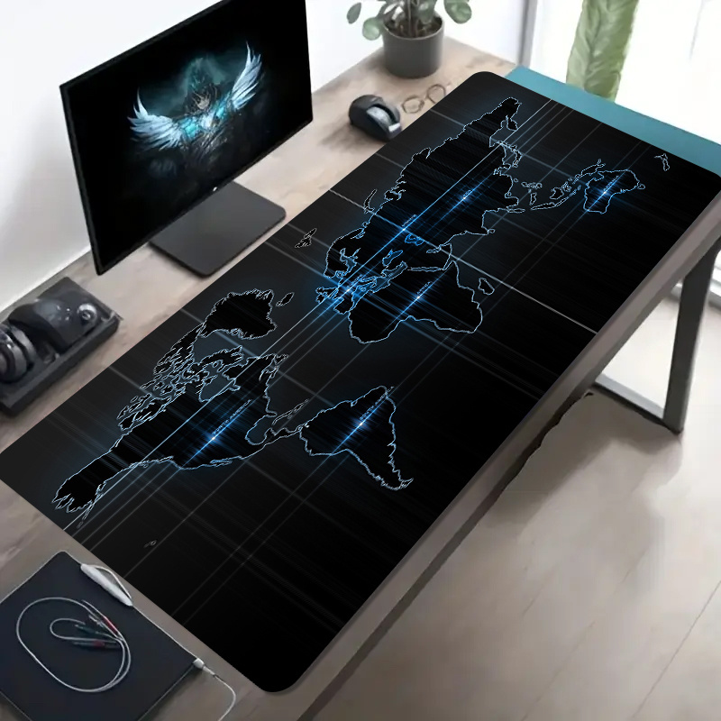 Esports Gaming World - テックワールドマップゲーミングマウスパッド大型滑り止めラバーデスクマットeスポーツオフィス用