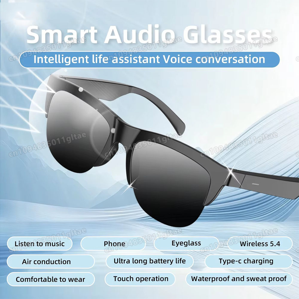 Esports Gaming Headset - 新型カメラ制御スマートグラス2026ミュージックサングラスヘッドホンワイヤレスBluetooth通話ヘッドセットHIFIオーディオグラスAndroid対応