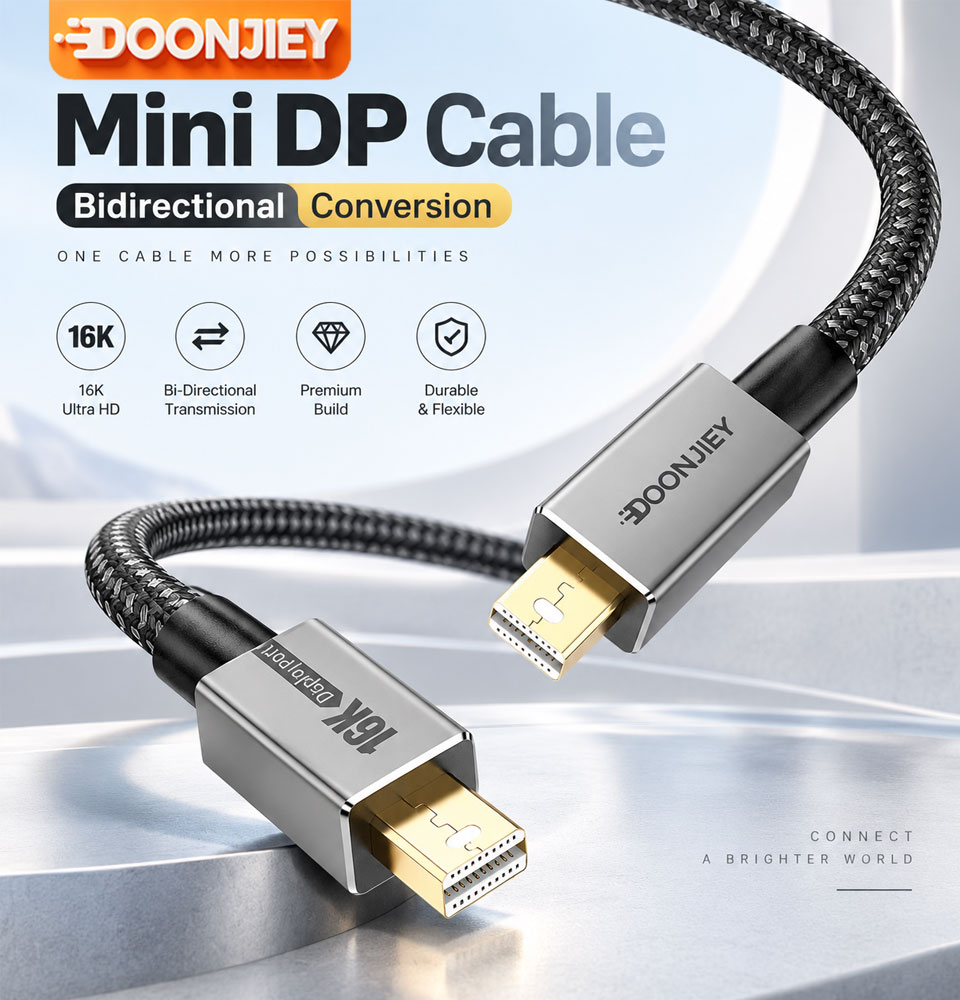 Gaming Speaker 2.1 - Mini DisplayPort - Mini DPケーブル、16K対応、DisplayPort 2.1、双方向80Gbps、8K120Hz対応ビデオケーブル、MacBookやゲーミングモニター用。