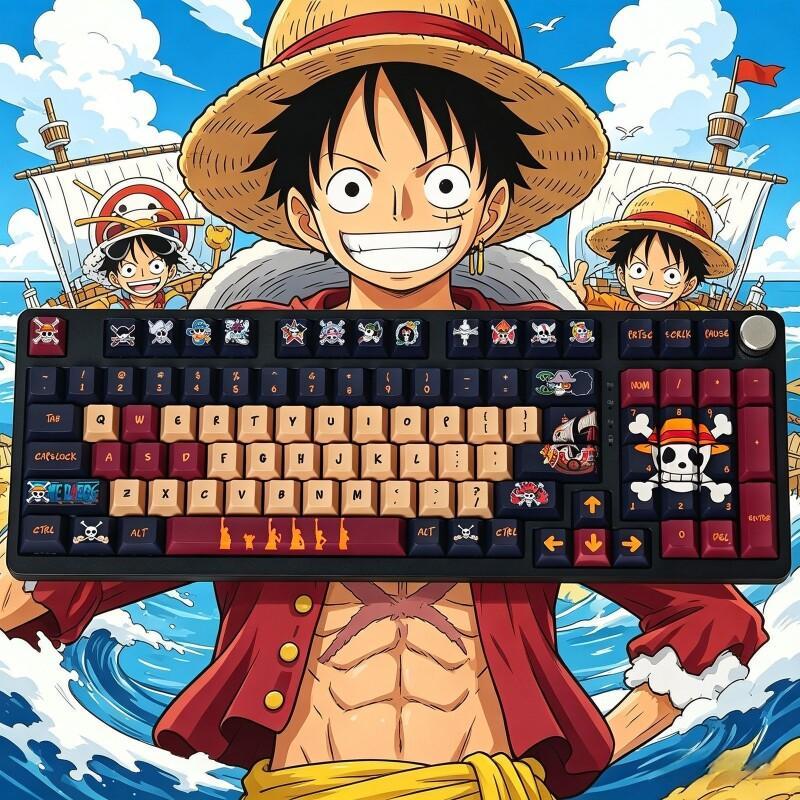 Keyboard Tenkeyless - バンダイワンピースモンキー D. ルフィキーキャップセット Pbt 染料昇華カスタムテーマゲーミングオフィスメカニカルキーボードオリジナルファッション