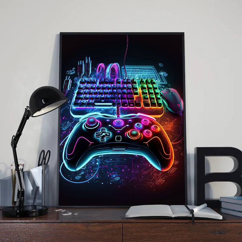 モダンなネオンポップクールなゲーミングウォールアートポスター - Esports Gaming Houses のレビューと価格