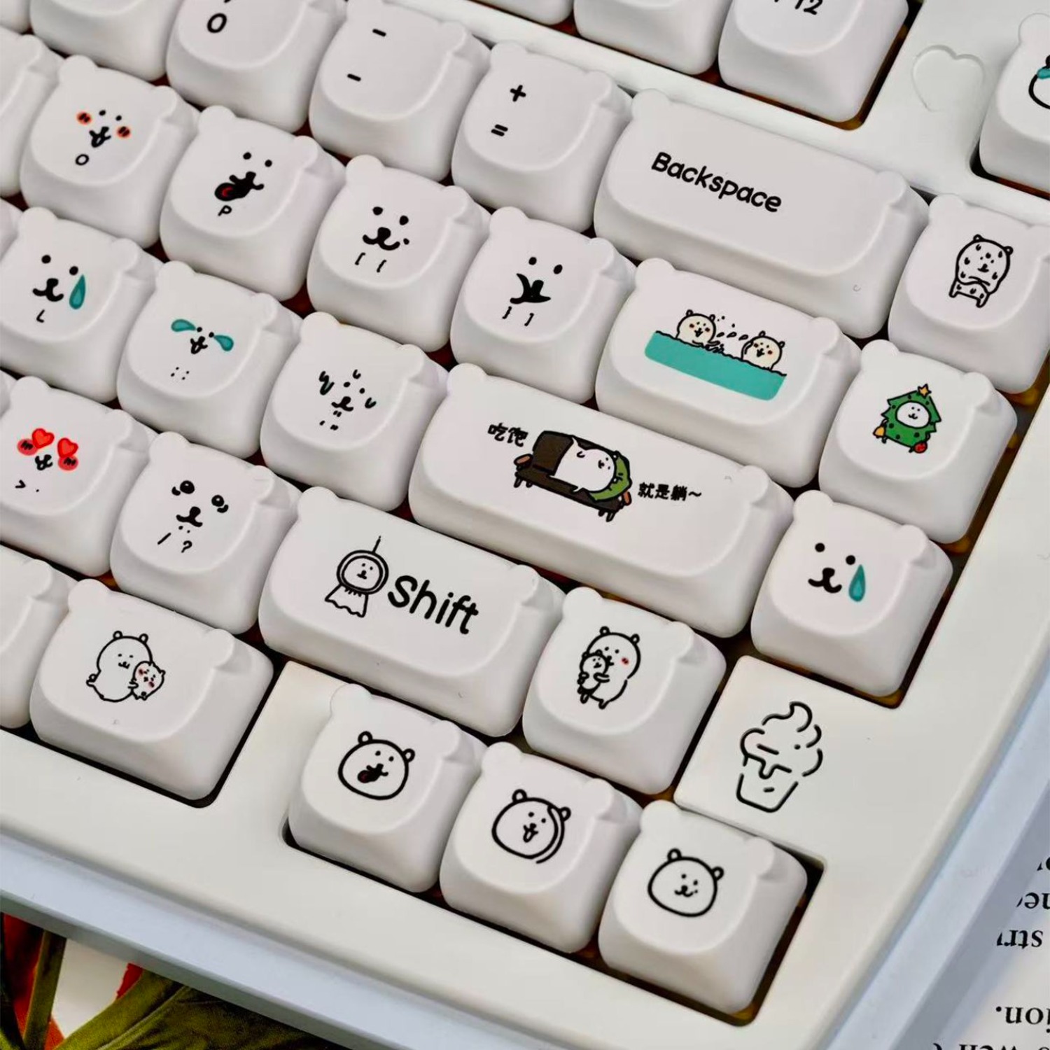 かわいい漫画風ジョークベアPBTキーキャップEAO高さ耐摩耗 - Keyboard Tenkeyless のレビューと価格