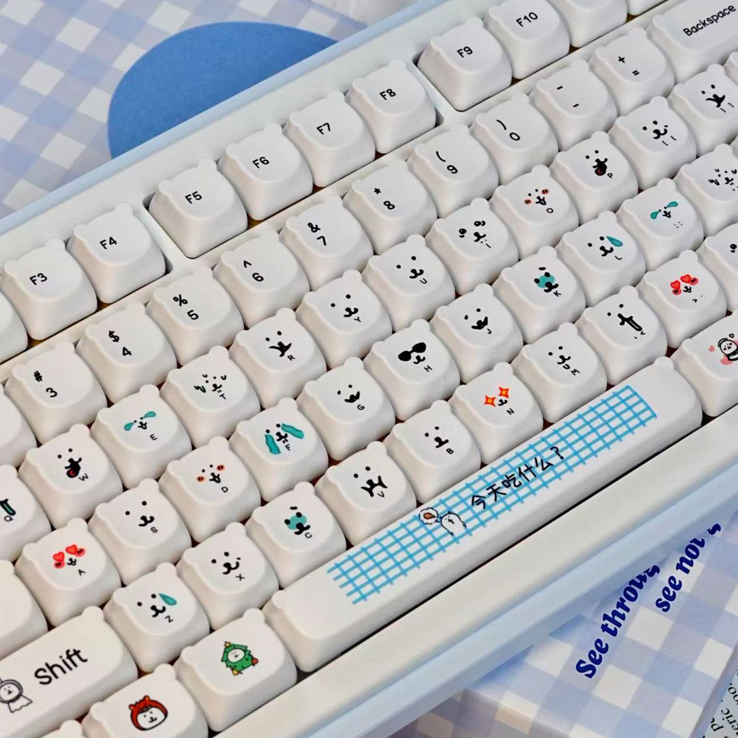 かわいい漫画風ジョークベアPBTキーキャップEAO高さ耐摩耗 - Keyboard Tenkeyless のレビューと価格