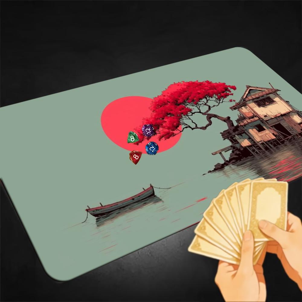 浮世絵風景TCGプレイマット 赤い楓の木 水上住宅ボート 東 - Esports Gaming Houses のレビューと価格